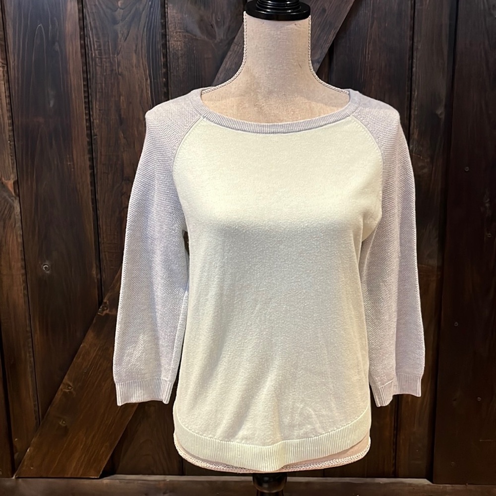 Banana Republic light green and grey 3/4 length sleeve top
